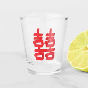 Copo De Shot Símbolo Chinês de Felicidade Dupla