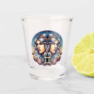 Copo De Shot Símbolo Horoscópio Gemini Sinal de Astrologia Gê