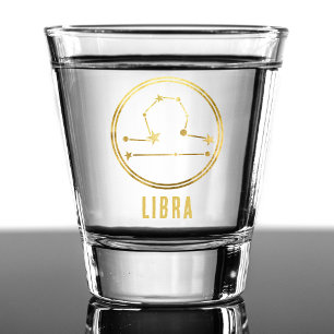 Copo De Shot Símbolo Libra Zodiac Astrologia Horoscópio Dourado