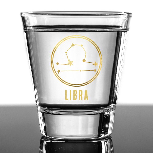 Copo De Shot Símbolo Libra Zodiac Astrologia Horoscópio Dourado (gold libra zodiac sign shot glass)