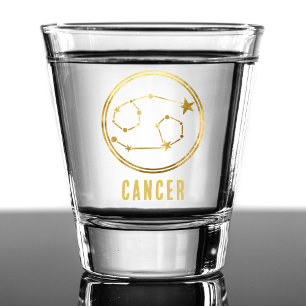 Copo De Shot Símbolo Zodiac cancer Astrologia Horoscópio Dourad
