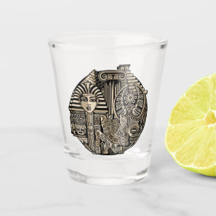Copo De Shot Símbolos Históricos Antigos Estilo de Tatuagem
