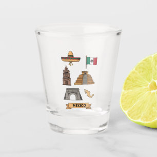 Copo De Shot Símbolos Nacionais Icônicos do México Viagem Retro