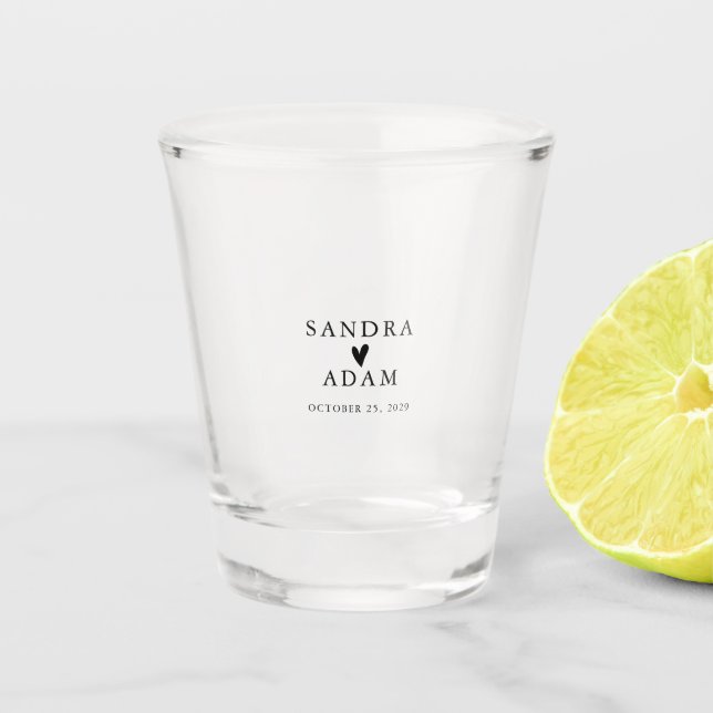 Copo De Shot Simples Favor de Casamento Personalizado Elegante (Frente)