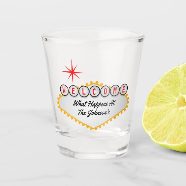 Copo De Shot Sinal de boas-vindas de Las Vegas (Frente)