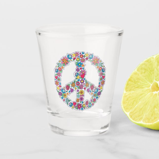 Copo De Shot Sinal de Paz Flor (Frente)