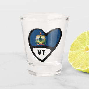 Copo De Shot Sinalizador Do Estado Vermont No Coração, VT Shot