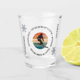 Copo De Shot Ski Jackson Hole, Wyoming - Man Skier, Black Text