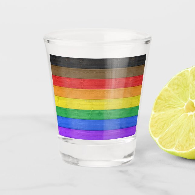 Copo De Shot SlipperyJoe's Inclusive orgulho gay flag texturizo (Frente)