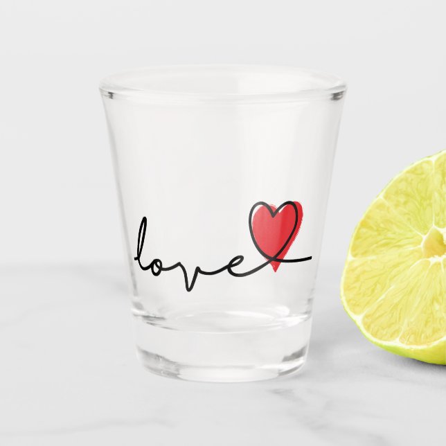 Copo De Shot Slogan love. Hartjes, hartje. Valentijnsdag. (Frente)