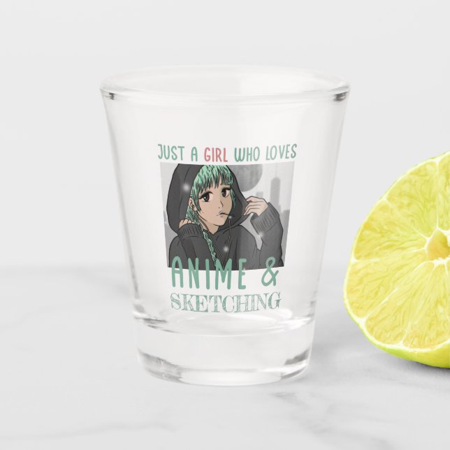 Copo De Shot Só uma garota que ama animação e esboço (Frente)