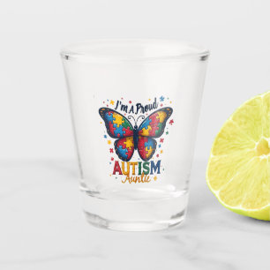 Copo De Shot Sou uma Consciência Autista Orgulhosa Tia Autismo
