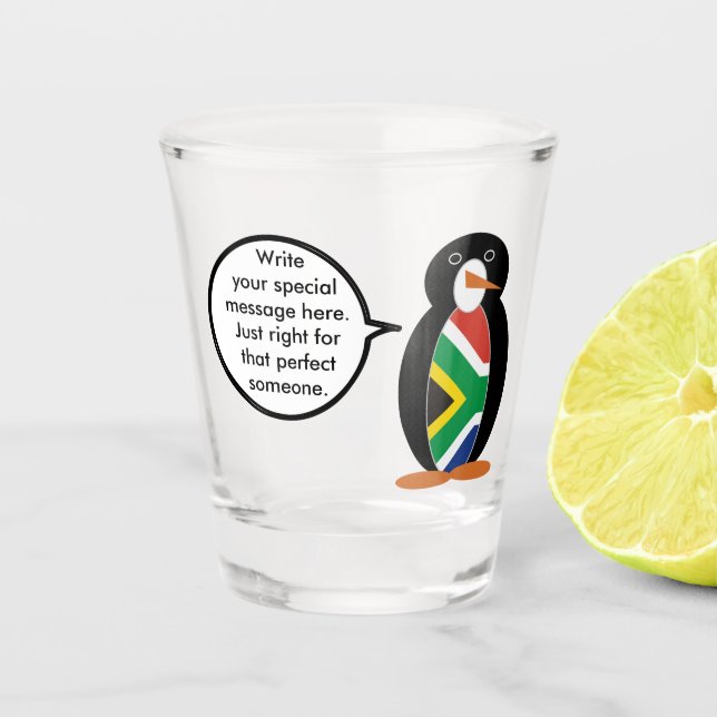 Copo De Shot South African Talking Ms Penguin Personalized Text (Frente)