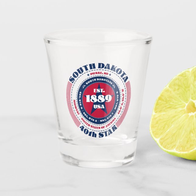 Copo De Shot South Dakota 40th Star Patriotic Shot glass (Frente)