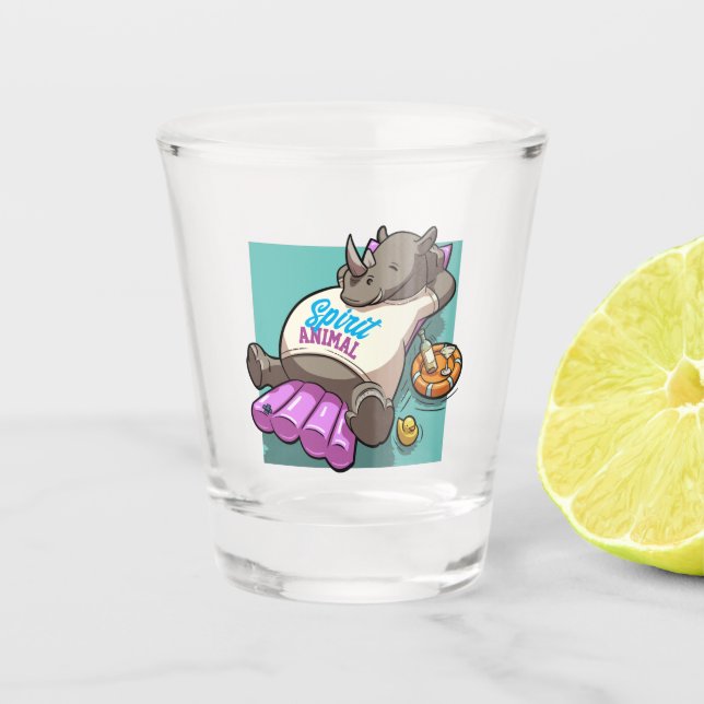 Copo De Shot Spirit Animal Rhino Funny Rhinoceronte Cartoon (Frente)