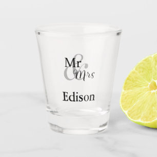 Copo De Shot Sr. e Sra. Personalized Sobrenome Casamento