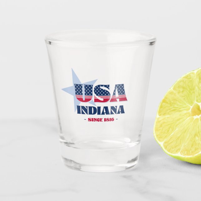 Copo De Shot Stars, Stripes e Indiana 1816 Shot glass (Frente)