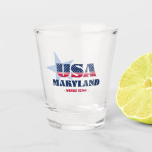 Copo De Shot Stars, Stripes e Maryland 1788 Shot glass