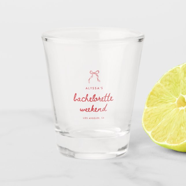 Copo De Shot Striped Coquette Bow Bachelorette Weekend (Frente)