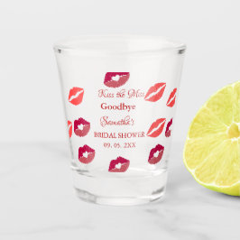 Copo De Shot Stylish Kiss Miss Goodbye Red Lips Bridal Shower