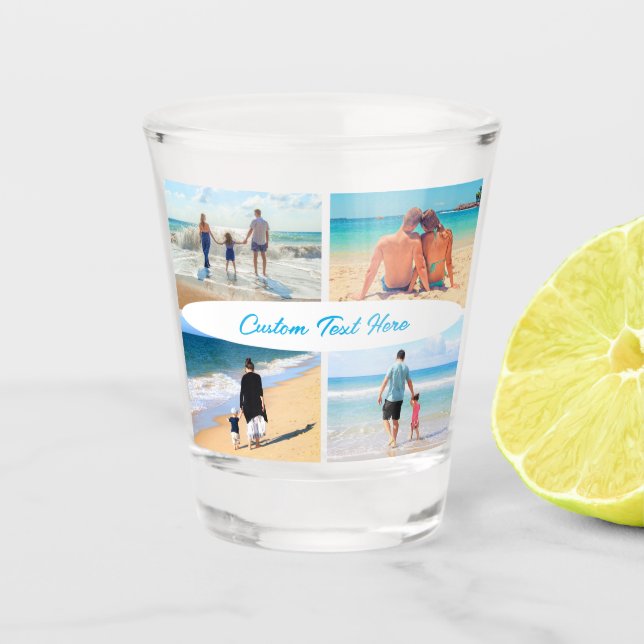 Copo De Shot Sua Colagem de Fotografias Shot Glass com Texto Pe (Frente)