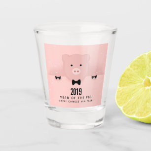 Copo De Shot Suíno Rosa Rosa Cinzento Chinês, Ano Novo 2019