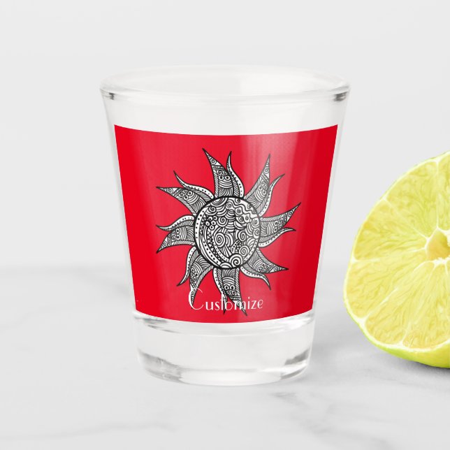 Copo De Shot Sun Tattoo Thunder_Cove estilo Henna (Frente)