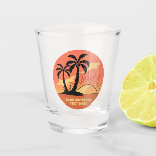 Copo De Shot Sunset da Ilha Tropical de Texto Personalizado