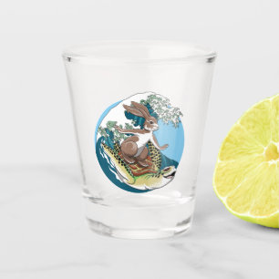 Copo De Shot Surfe de Verão - Ilustração de Tartaruga e Coelho