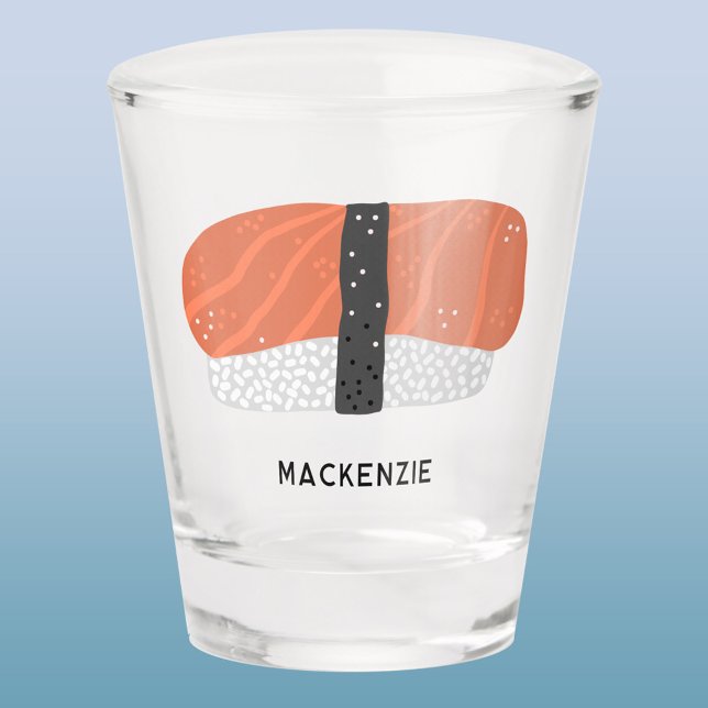 Copo De Shot Sushi Nigiri Comida Art Personalizado (Fun Japanese nigiri sushi food art personalized shot glass)