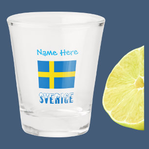 Copo De Shot Sverige Bandeira Sueca Personalizada Azul