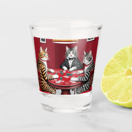 Copo De Shot Tabby Cats Reproduzindo Poker