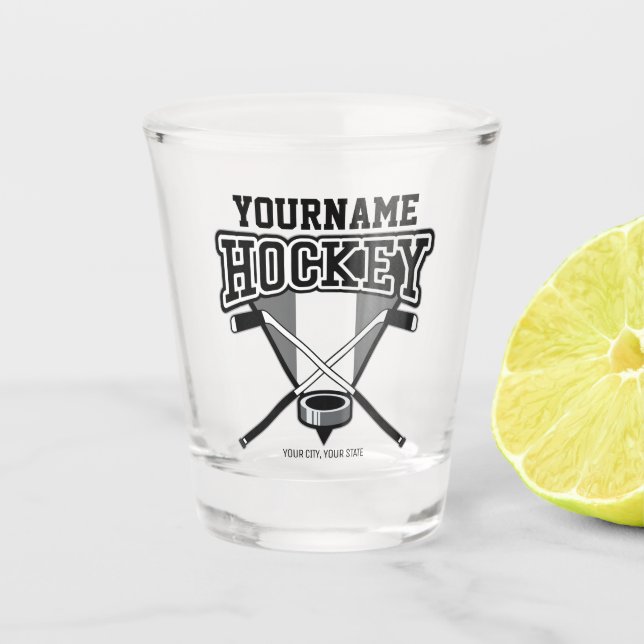 Copo De Shot Taco de Hockey do Jogador Personalizado NOME Disco (Frente)