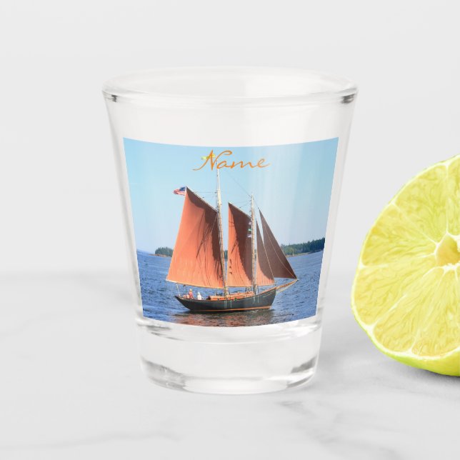 Copo De Shot Tanbark Sails cena do veleiro Thunder_Cove (Frente)