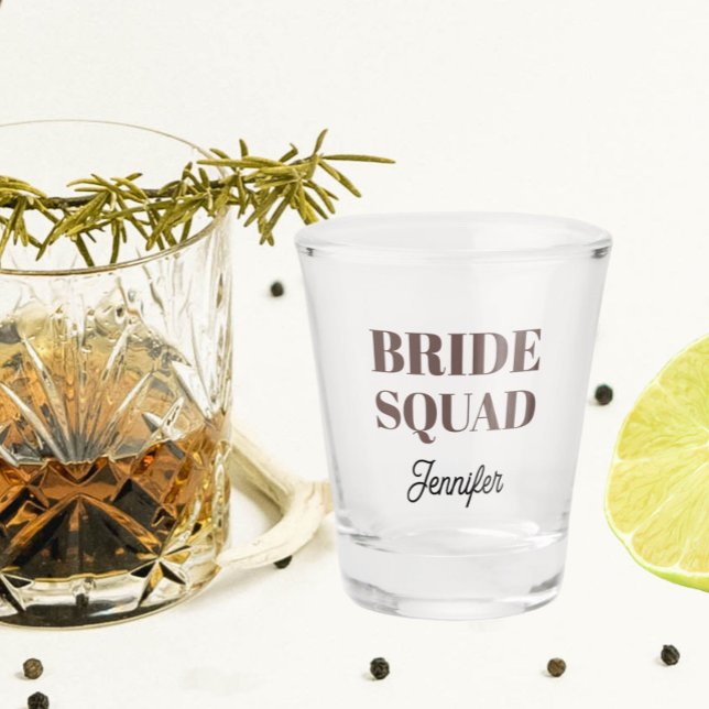 Copo De Shot Taupe Wedding Bride Squad Personalized (In Situ)