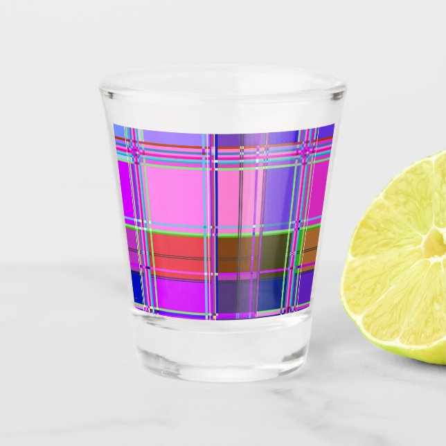 Copo De Shot Tecido xadrez rosa padrão de tecido madras (Frente)