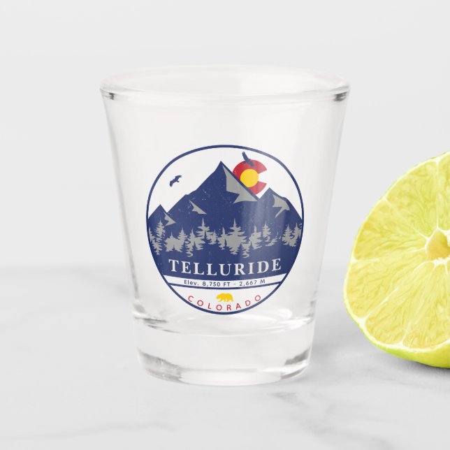 Copo De Shot Telluride Colorado Retro Sunset Ski Souvenirs (Frente)