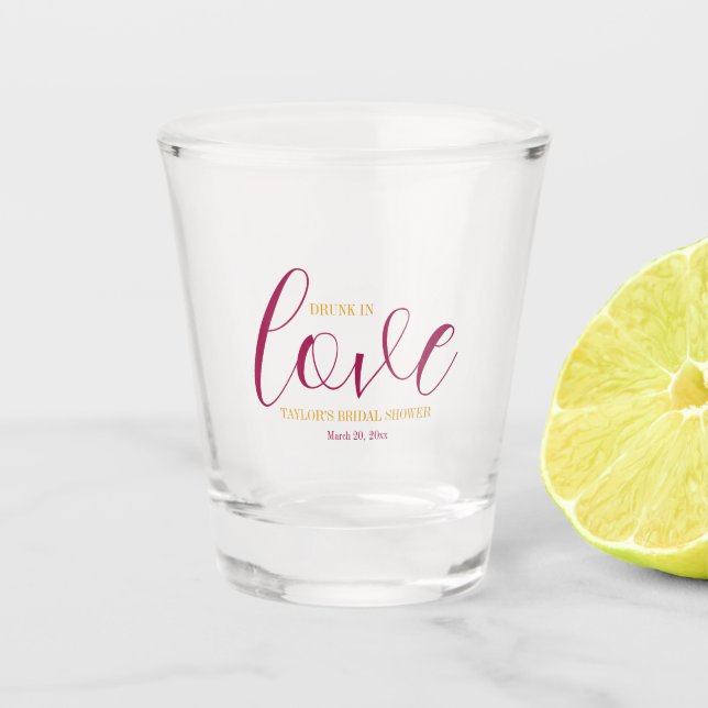 Copo De Shot Tema Floral Rosa para Chá de Noiva (Frente)