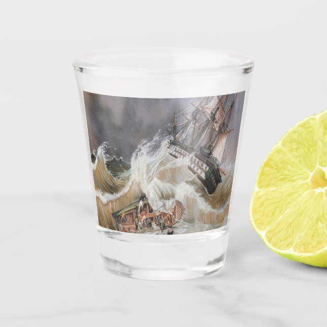Copo De Shot Tempestade no navio Clipper no mar dos anos 1870 (Frente)