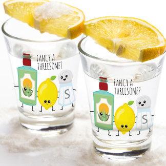 Copo De Shot Tequila Engraçado Lemon e Salt Kawaii Tequila