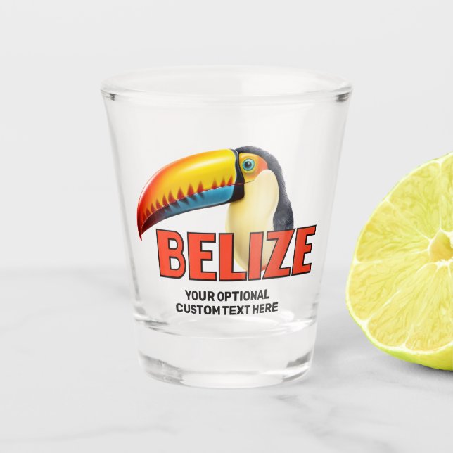 Copo De Shot Texto Personalizado BELIZE Toucan (Frente)