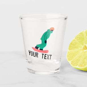 Copo De Shot Texto Personalizado Snowboarder - Traje Verde Snow