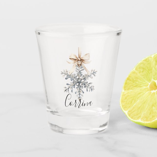 Copo De Shot Tigela de Creme Floco de Neve Prateado (Frente)