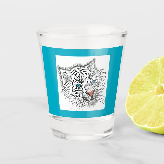 Copo De Shot Tigre de bebê de olhos azuis (Frente)