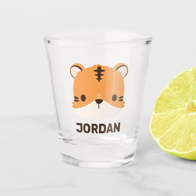 Copo De Shot Tigre de Cuta com Nome Personalizado (Frente)