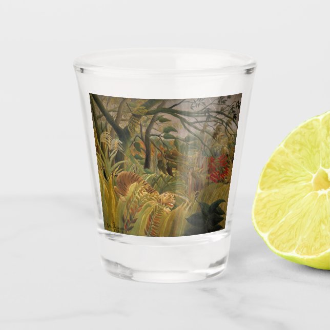 Copo De Shot Tigre surpreendido em uma tempestade tropical (Frente)