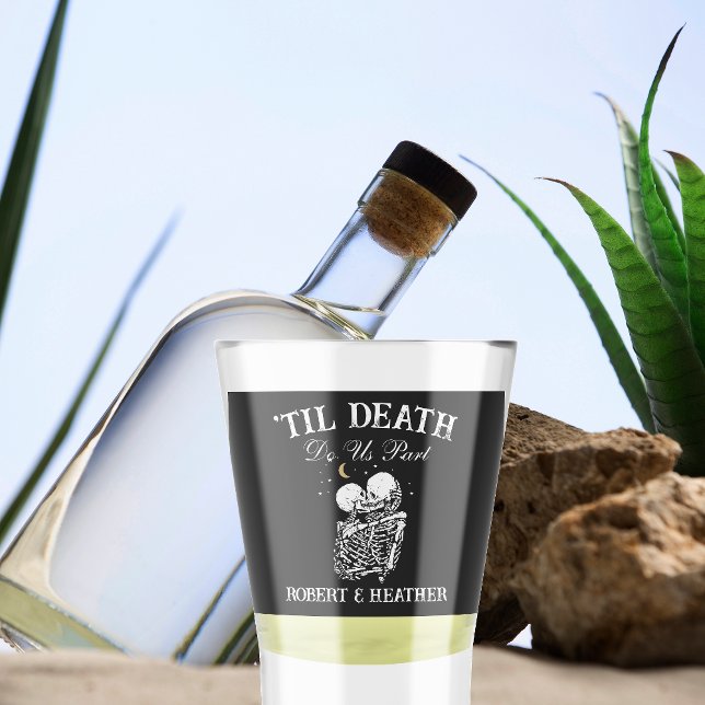 Copo De Shot Til Death Skeleton Amava Gótico Tarot Card Casamen (Criador carregado)