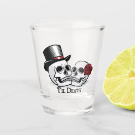 Copo De Shot Til Death Sr. e Sra. Wedding Skulls
