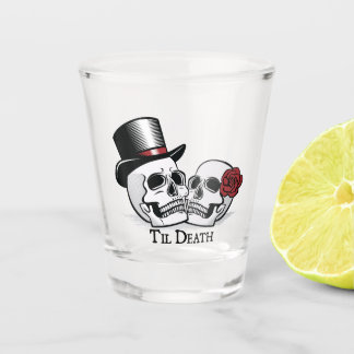 Copo De Shot Til Death Sr. e Sra. Wedding Skulls