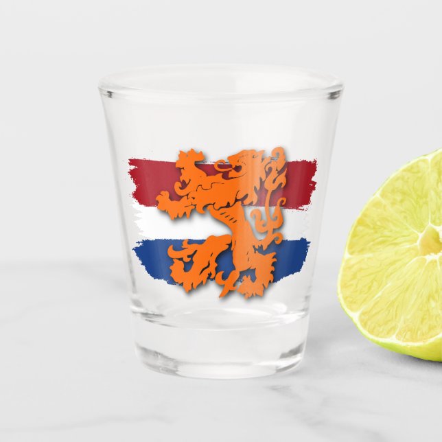 Copo De Shot Time Holanda Bandeira Holandesa Laranja Leão (Frente)